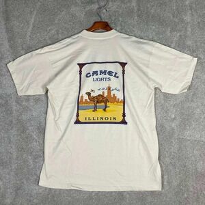 Vintage 1994 Camel Lights Chicago Illinois Pocket T-Shirt Mens Cream American